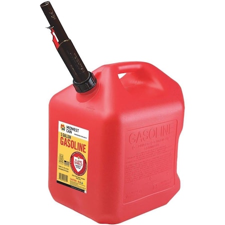 Midwest Can Gas Can, Polythylene, 5 gal, Gasoline, Red MI571427